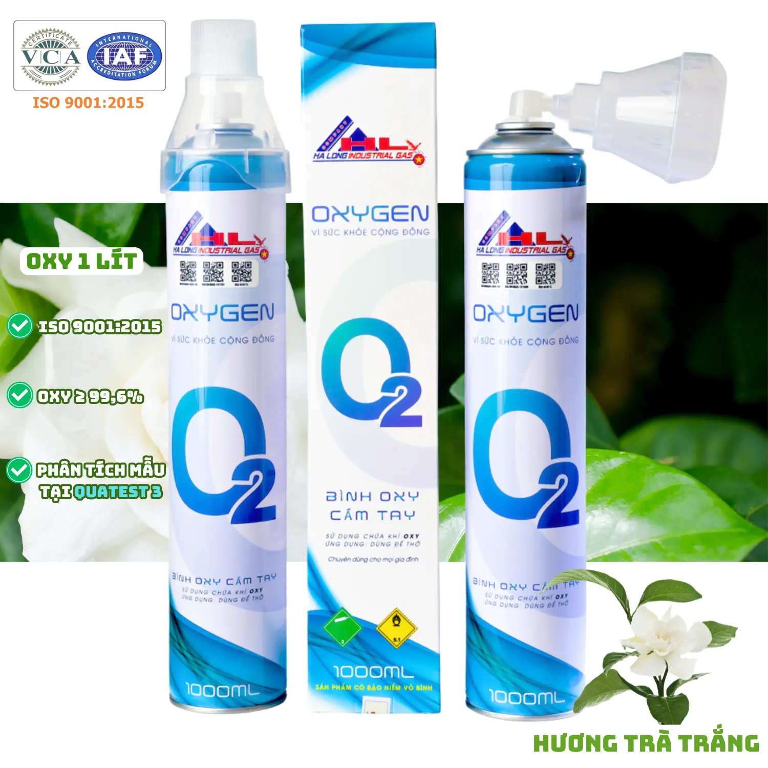 Bình Khí Oxy 1 Lít | Hương Trà Trắng