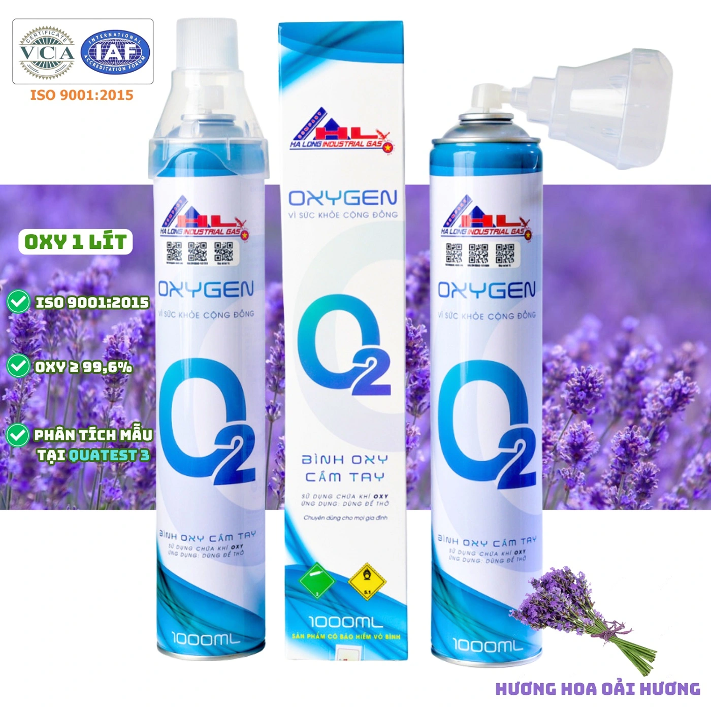 Bình Khí Oxy 1 Lít | Hương Hoa Oải Hương