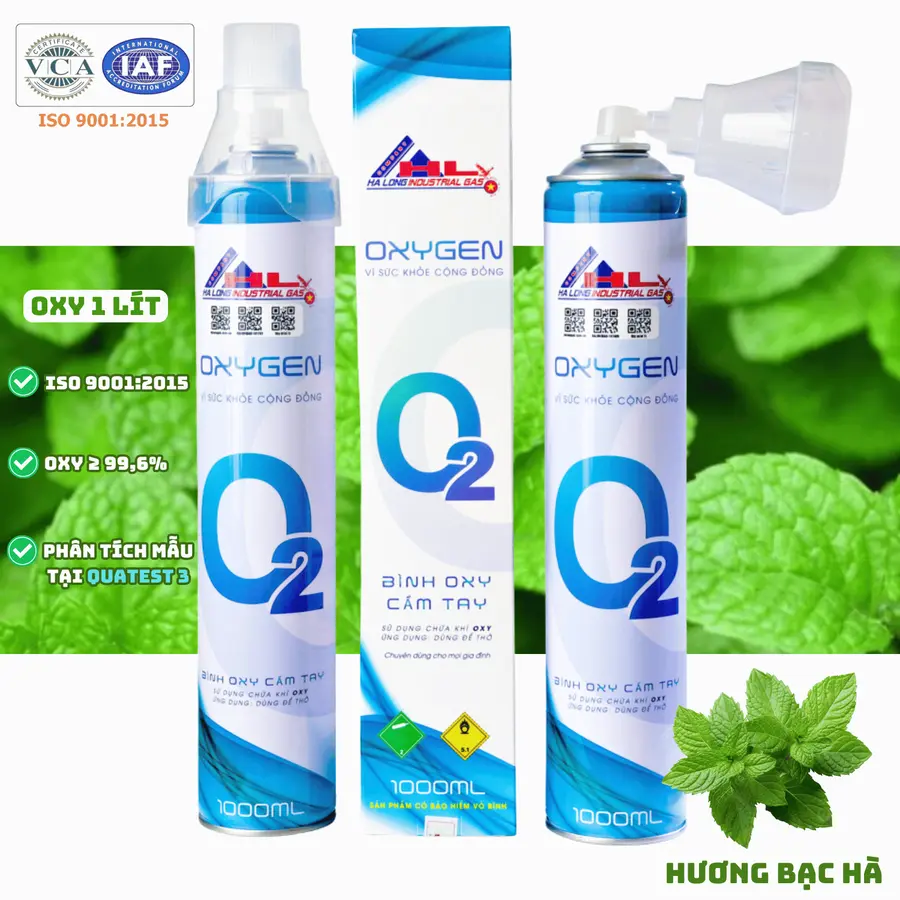 Bình Khí Oxy 1 Lít | Hương Bạc Hà