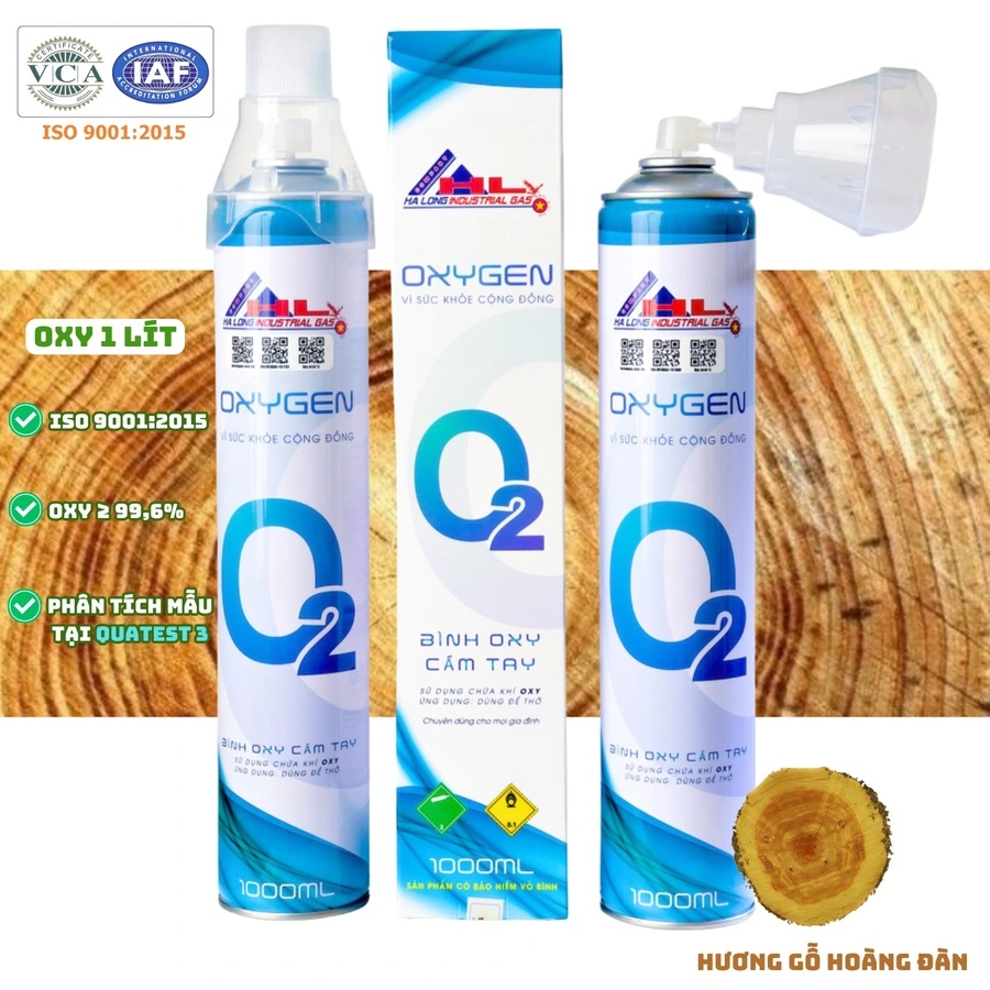 Bình Khí Oxy 1 Lít | Hương Gỗ Hoàng Đàn