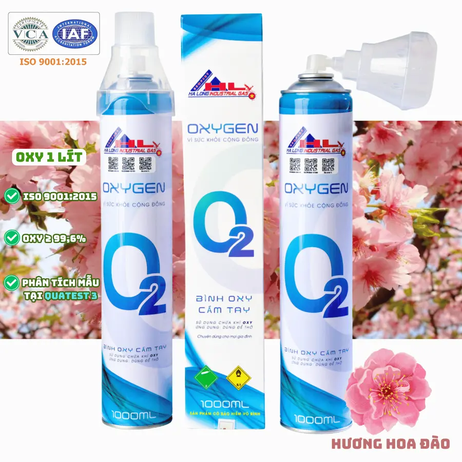 Bình Khí Oxy 1 Lít | Hương Hoa Đào