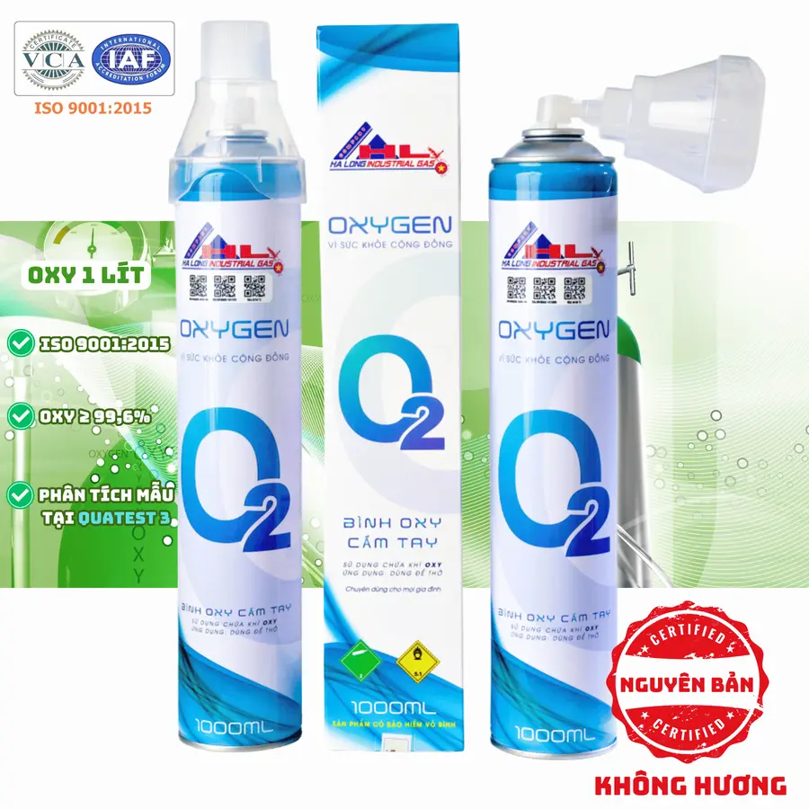 Bình Khí Oxy 1 Lít | Nguyên Bản - Không Hương
